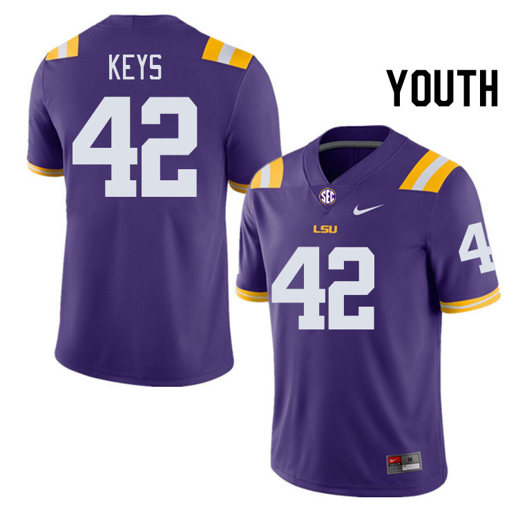 Youth #42 Davhon Keys LSU Tigers College Football Jerseys Stitched-Purple